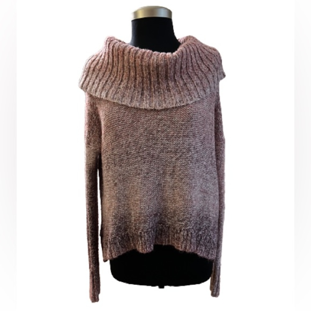 American Eagle Outfitters Pink Metallic Ombré Knit Cowl Neck Sweater Size Large